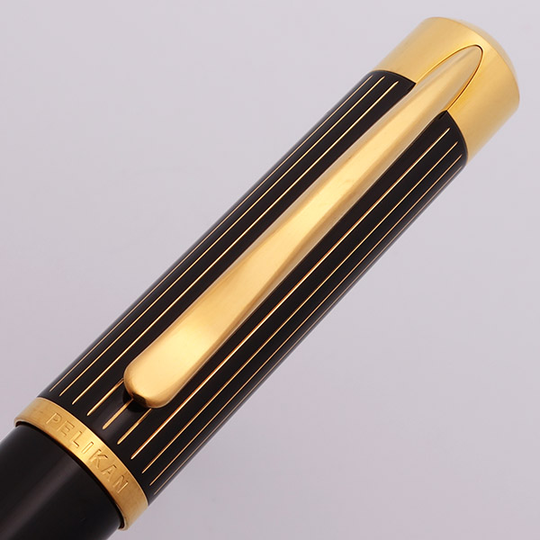 Pelikan P3110 Ductus Fountain Pen - Black w Gold Accents, C/C, 18k